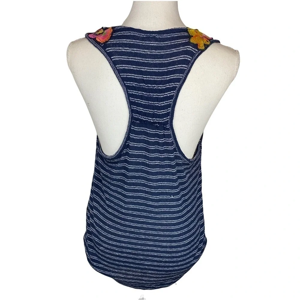 Free People Frida Stripe‎ Embroidered Tank Top XS